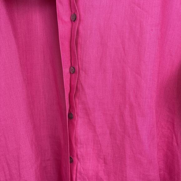NEW Marina Rinaldi Fisica 100% Linen Button Down Top Womens 24 Plus Pink Fuchsia - Picture 6 of 13